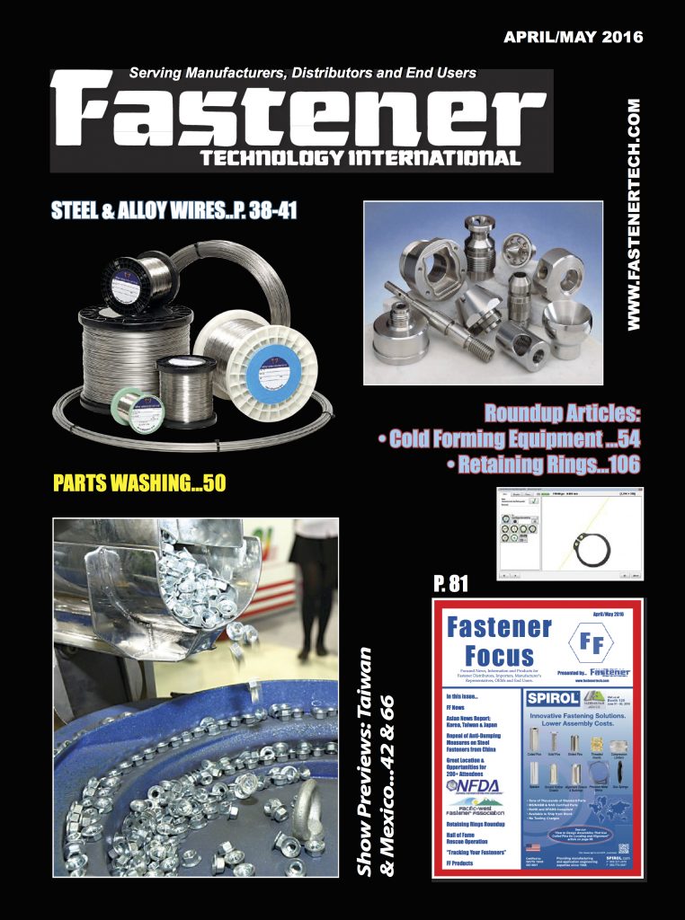 Fastener Technology International April May 2016 COVER