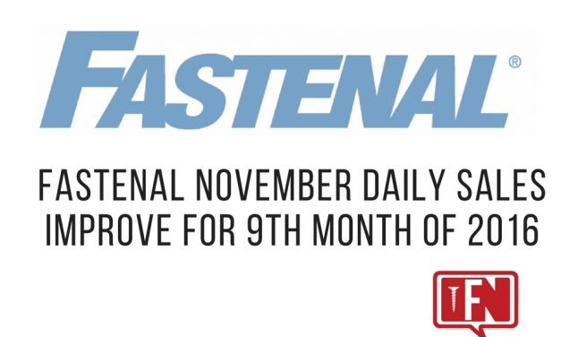Fastenal November Daily Sales Improve For 9th Month Of 2016