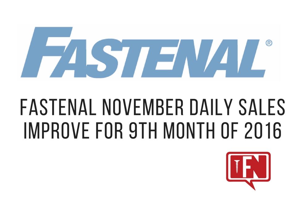 Fastenal November Daily Sales Improve For 9th Month Of 2016