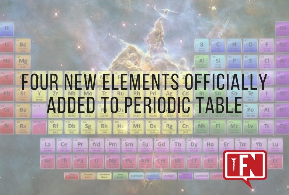 Four New Elements Officially Added to Periodic Table