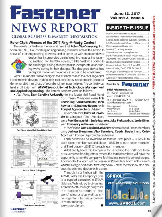 Fastener Technology International's Fastener News Report, June 2017