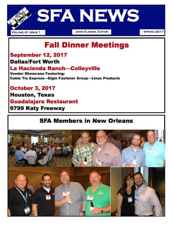 Southwestern Fastener Association (SFA) Newsletter, Spring 2017