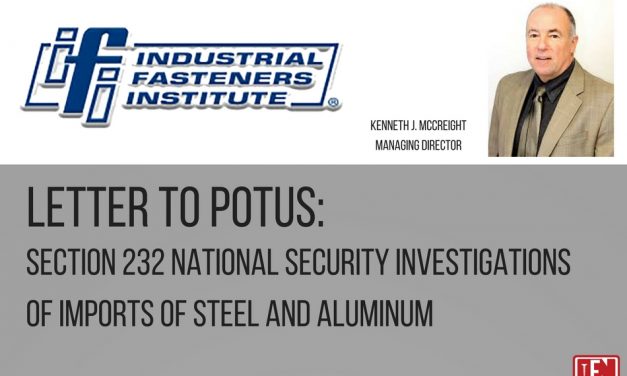 IFI Letter to POTUS: Section 232 National Security Investigations of Imports of Steel and Aluminium