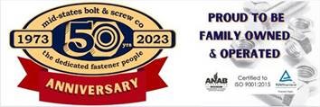 Mid-States Bolt & Screw Company, also known as “the dedicated fastener people”, is celebrating 50yrs of business on May 24th, 2023!