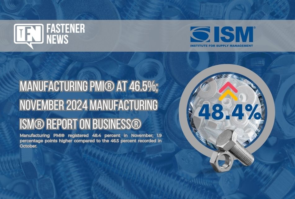 Manufacturing PMI® at 48.4%; November 2024 Manufacturing ISM® Report On Business®
